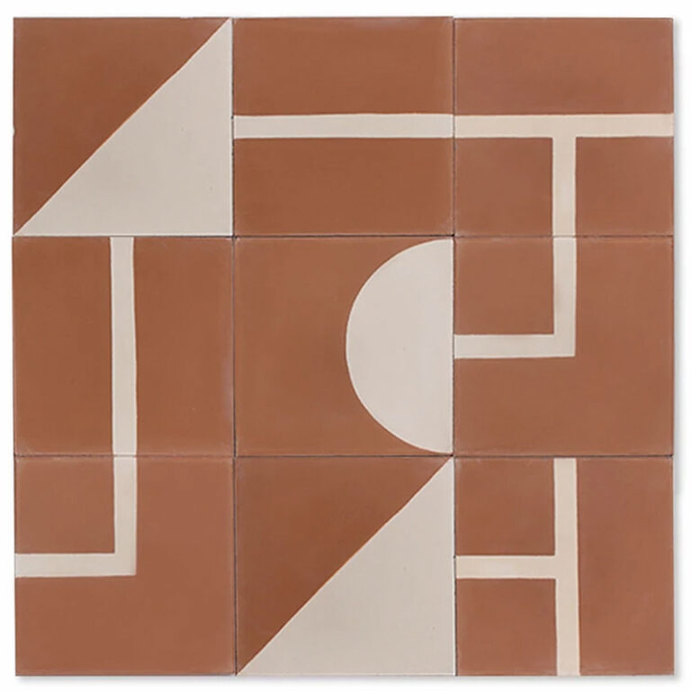 Brasilia concrete tile - Elbow - Teracotta + Cream