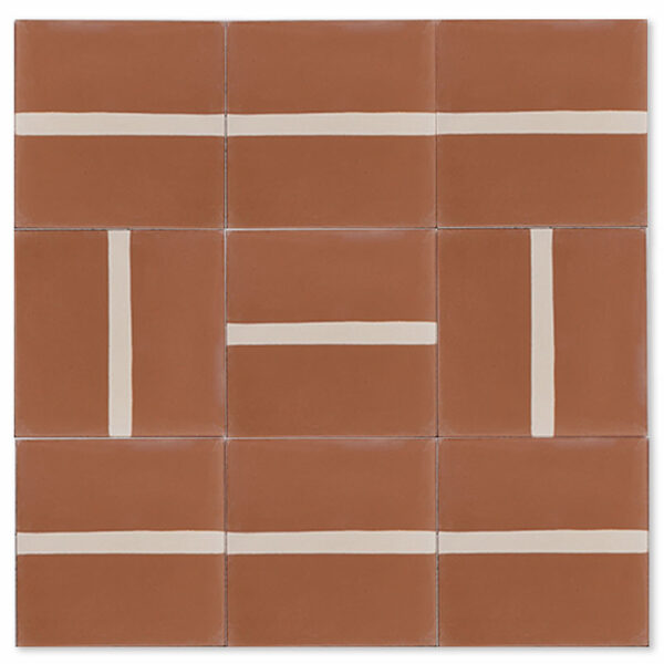 Brasilia Concrete Tiles - Spine - Teracotta + Cream