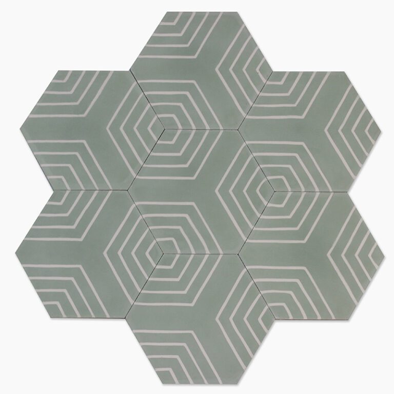 Hex Pinwheel Concrete Tile - Celadon + Milk