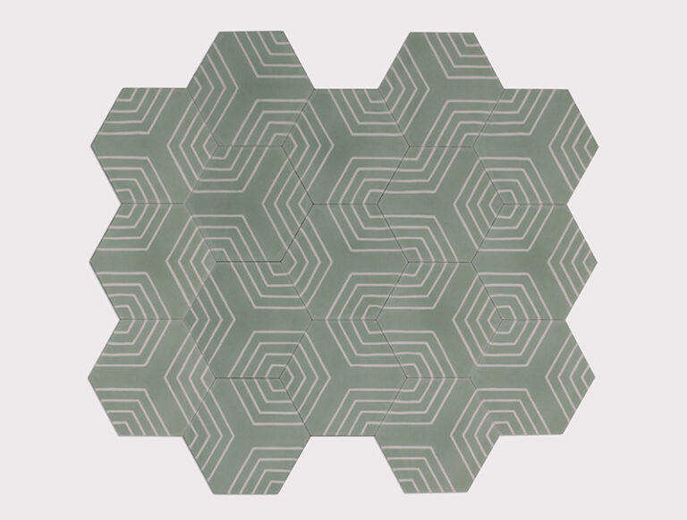 Hex Pinwheel Concrete Tile - Celadon + Milk