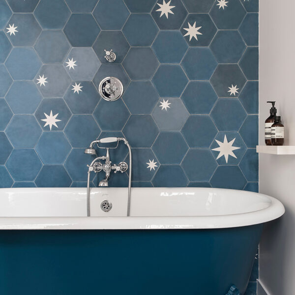 Hex Star Concrete Tile - Indigo + Milk