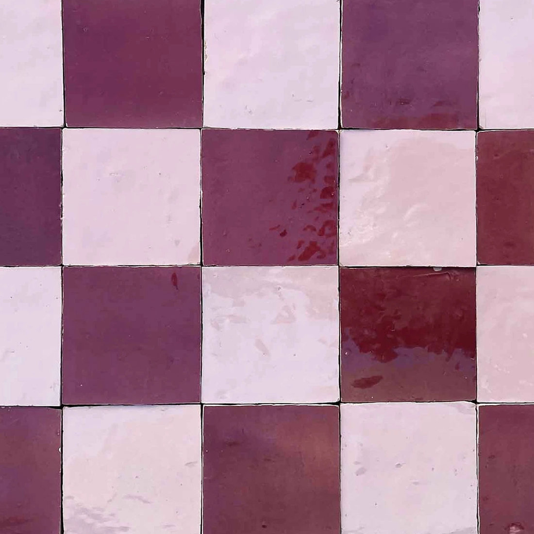ZELLIGE 4x4 SQUARE - Cherry Blossom - Handmade Moroccan Tiles
