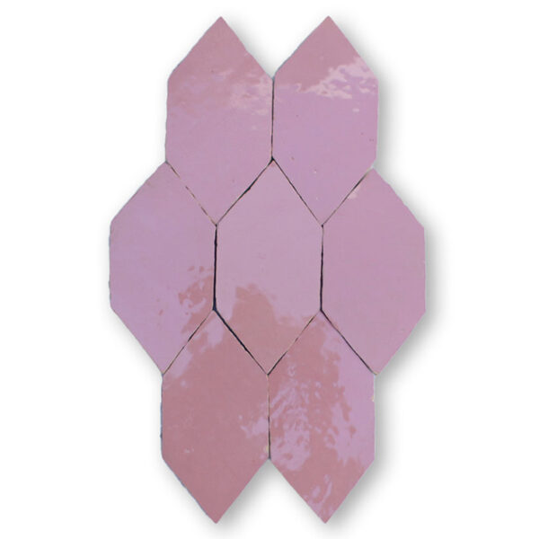 Zellige Skinny Hex Tile - Cherry Blossom