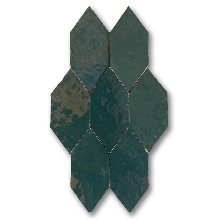 Zellige Skinny Hex Tile - Bottle Green