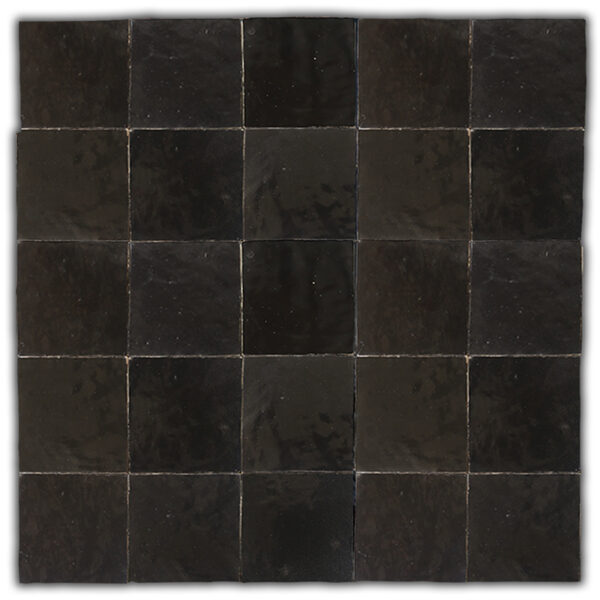Zellige Tile 2x2 Square - Pitch Black