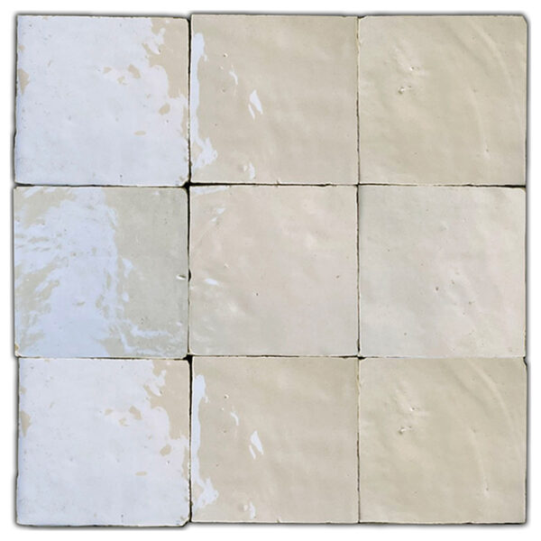 Zellige Tile 4x4 Square - Clotted Cream