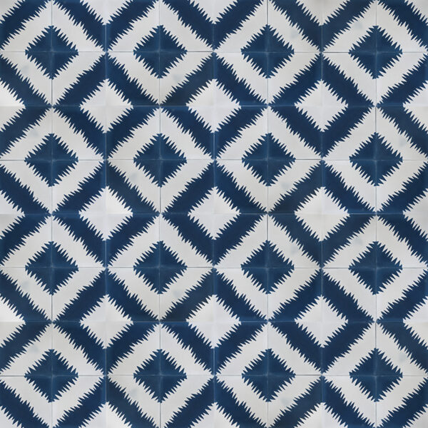 Zigzag on Four Concrete Tile - Indigo + Milk